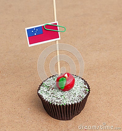 Flag of samoa on cupcake Stock Photo