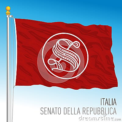 Flag with the Senate of the Republic symbol, Italy Vector Illustration