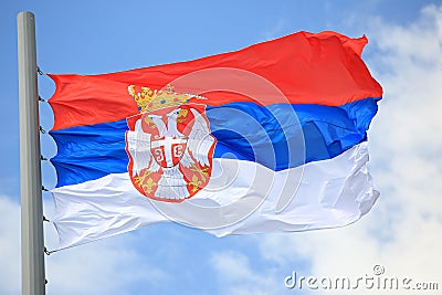 Flag of Serbia Stock Photo