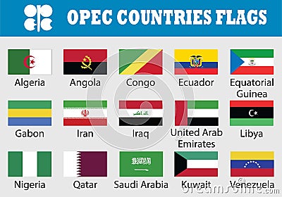 Flag set of OPEC Countries Vector Illustration