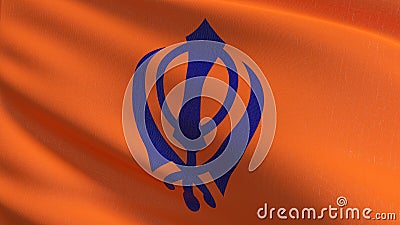 Flag of Sikhism. 3D rendering illustration of waving sign symbol Cartoon Illustration