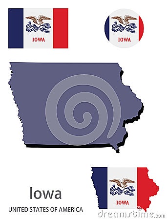 Flag and silhouette of Iowa vector Vector Illustration