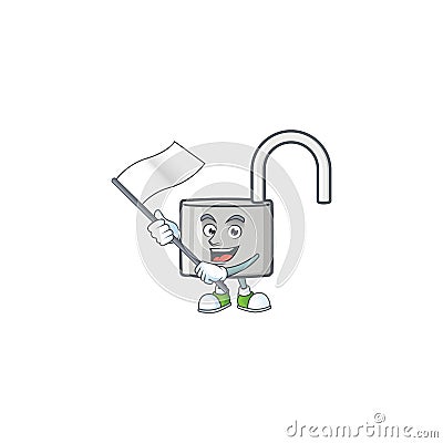 With flag silver unlock key on white background Vector Illustration