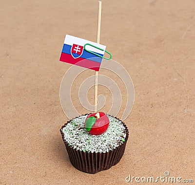 Flag of slovakia on cupcake Stock Photo