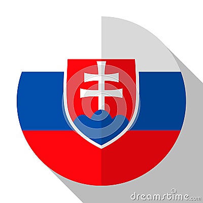 Flag Slovakia - round flatstyle button with a shadow. Vector Illustration