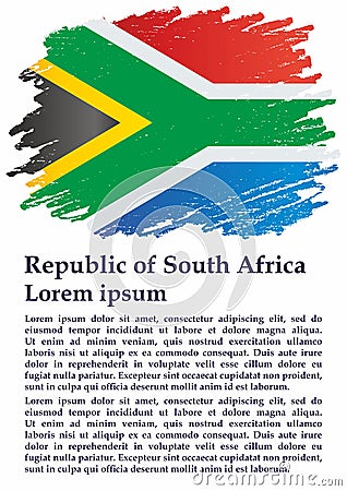 Flag of South Africa, Republic of South Africa. Template for award design, an official document with the flag of South Africa. Cartoon Illustration