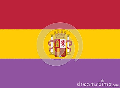 Glossy glass Flag of Spain 1931 1939 Second Spanish Republic Stock Photo