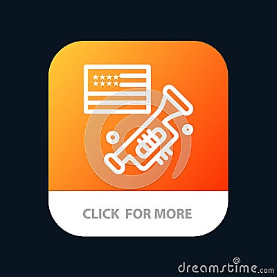 Flag, Speaker, Laud, American Mobile App Button. Android and IOS Line Version Vector Illustration