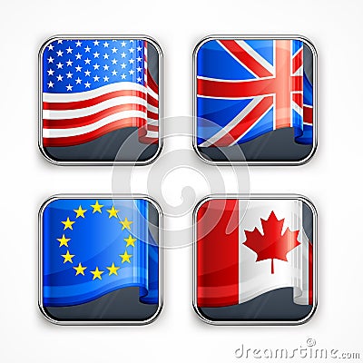 Flag square icons Vector Illustration