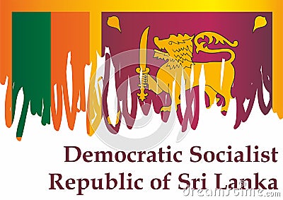 Flag of Sri Lanka, Democratic Socialist Republic of Sri Lanka. Template for award design, an official document with the flag of Sr Cartoon Illustration