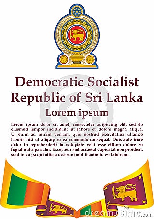 Flag of Sri Lanka, Democratic Socialist Republic of Sri Lanka. Template for award design, an official document with the flag of Sr Cartoon Illustration