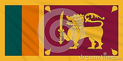 Flag Sri Lanka swaying in wind, realistic vector Stock Photo