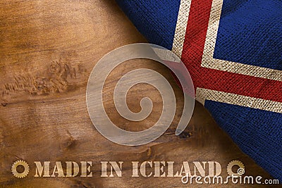 Flag and stamp made in Iceland Stock Photo