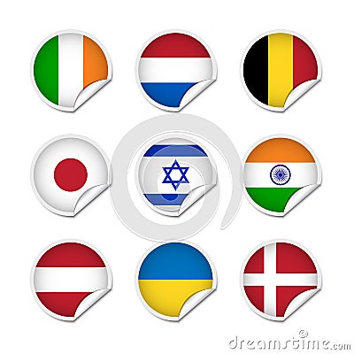 Flag stickers set 2 Vector Illustration