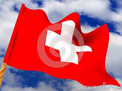 Flag. Switzerland Cartoon Illustration