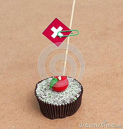 Flag of Switzerland on cupcake Stock Photo