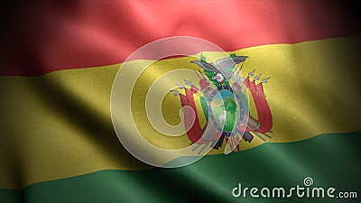 Close up waving flag of Bolivia. Flag symbols of Bolivia. Stock Photo