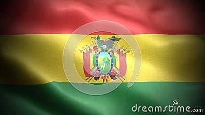 Close up waving flag of Bolivia. Flag symbols of Bolivia. Stock Photo