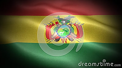 Close up waving flag of Bolivia. Flag symbols of Bolivia. Stock Photo