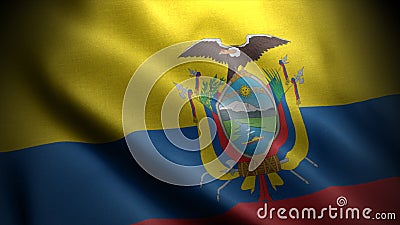 Close up waving flag of Ecuador. Flag symbols of Ecuador. Stock Photo