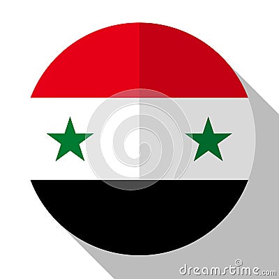 Flag Syria - round flatstyle button with a shadow. Vector Illustration