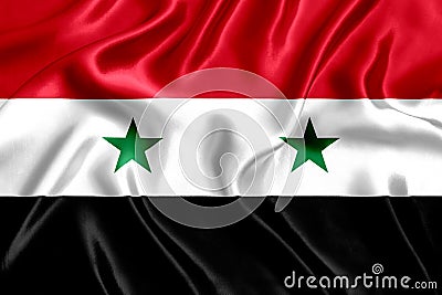 Flag of Syria silk close-up Stock Photo