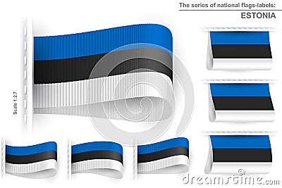 Flag Tag Clothes Label Sticker Sewn Set Estonia Vector Illustration