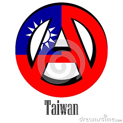 Flag of Taiwan of the world in the form of a sign of anarchy Stock Photo