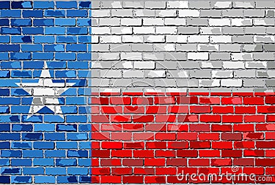 Flag of Texas on a brick wall Vector Illustration