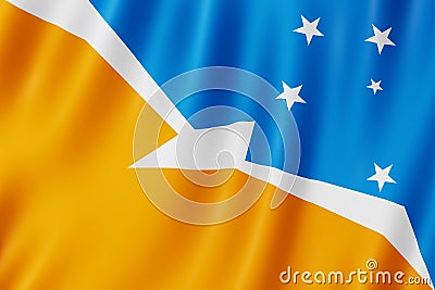 Flag of Tierra del Fuego Province, Argentina Stock Photo
