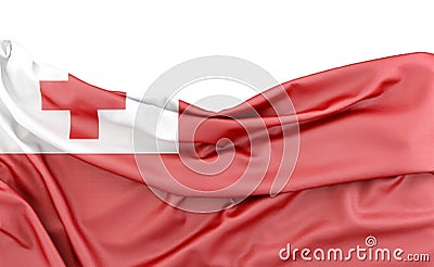 Flag of Tonga isolated on white background with copy space above. 3D rendering Stock Photo
