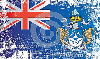 Flag of Tristan da Cunha, British Overseas Territories. Wrinkled dirty spots. Stock Photo