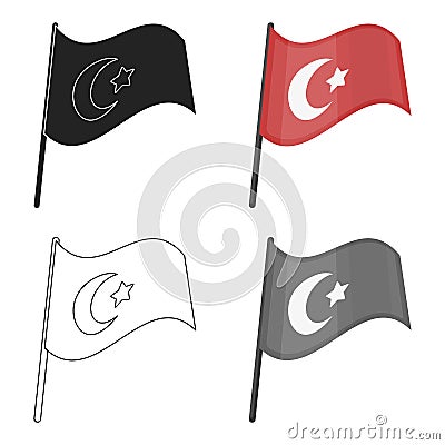 Flag of Turkey icon in cartoon style isolated on white background. Turkey symbol stock vector illustration. Vector Illustration