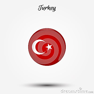 Flag of Turkey icon Cartoon Illustration