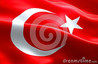 Flag of turkey strip waving texture fabric background, national symbol islam arabic culture, migration refugees crisis Stock Photo