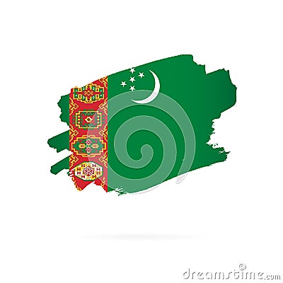 Flag of Turkmenistan. Vector illustration. Brush strokes Vector Illustration
