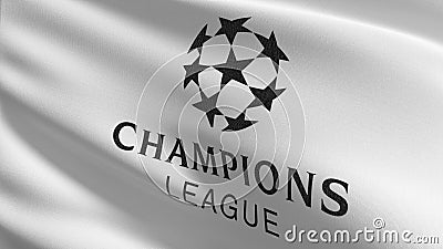 Flag of Uefa Champions League. 3D rendering illustration of waving sign symbol Cartoon Illustration