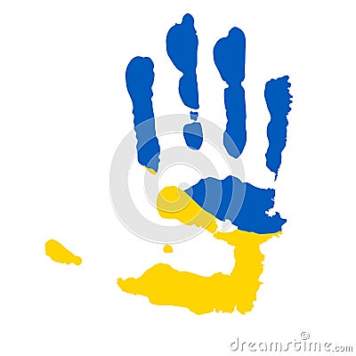 Flag of Ukraine on hand imprint bright beautiful Stock Photo