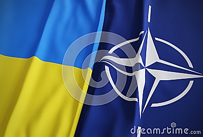 Flag of Ukraine and NATO Editorial Stock Photo