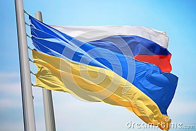 Flag of Ukraine and Russia Stock Photo