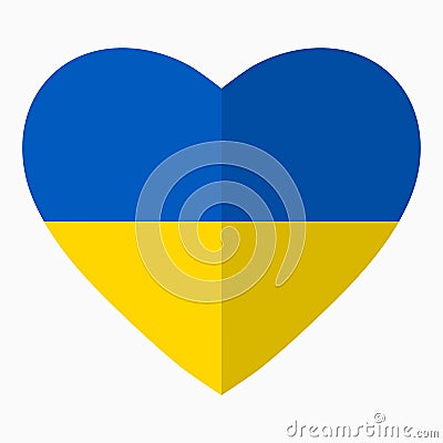 Flag of Ukraine in the shape of Heart, flat style, symbol Vector Illustration