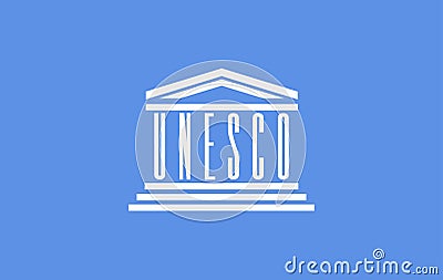 Flag of the UNESCO. Vector illustration of a stylized flag. The slit in the paper with shadows. Vector Illustration