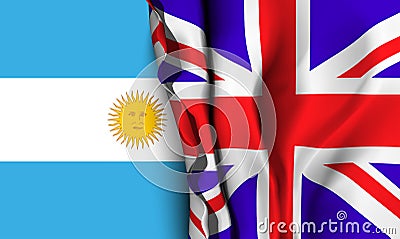 Flag of United Kingdom over the Argentina flag.