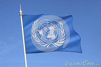 Flag of the United Nations Editorial Stock Photo