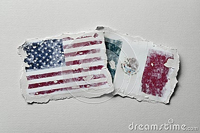 Flags of United States and Mexico Stock Photo