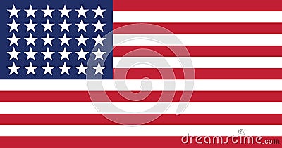 Flag of the United States between 1848 and 1851 30 stars Vector Illustration