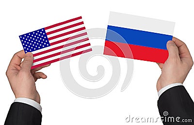 Flag of the USA and Russia Stock Photo