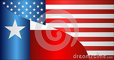 Flag of USA and Texas state Vector Illustration