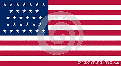 Glossy glass Flag of United States of America 1851 1858 Stock Photo