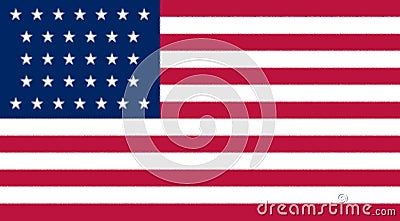 Glossy glass Flag of United States of America 1858 1859 Stock Photo